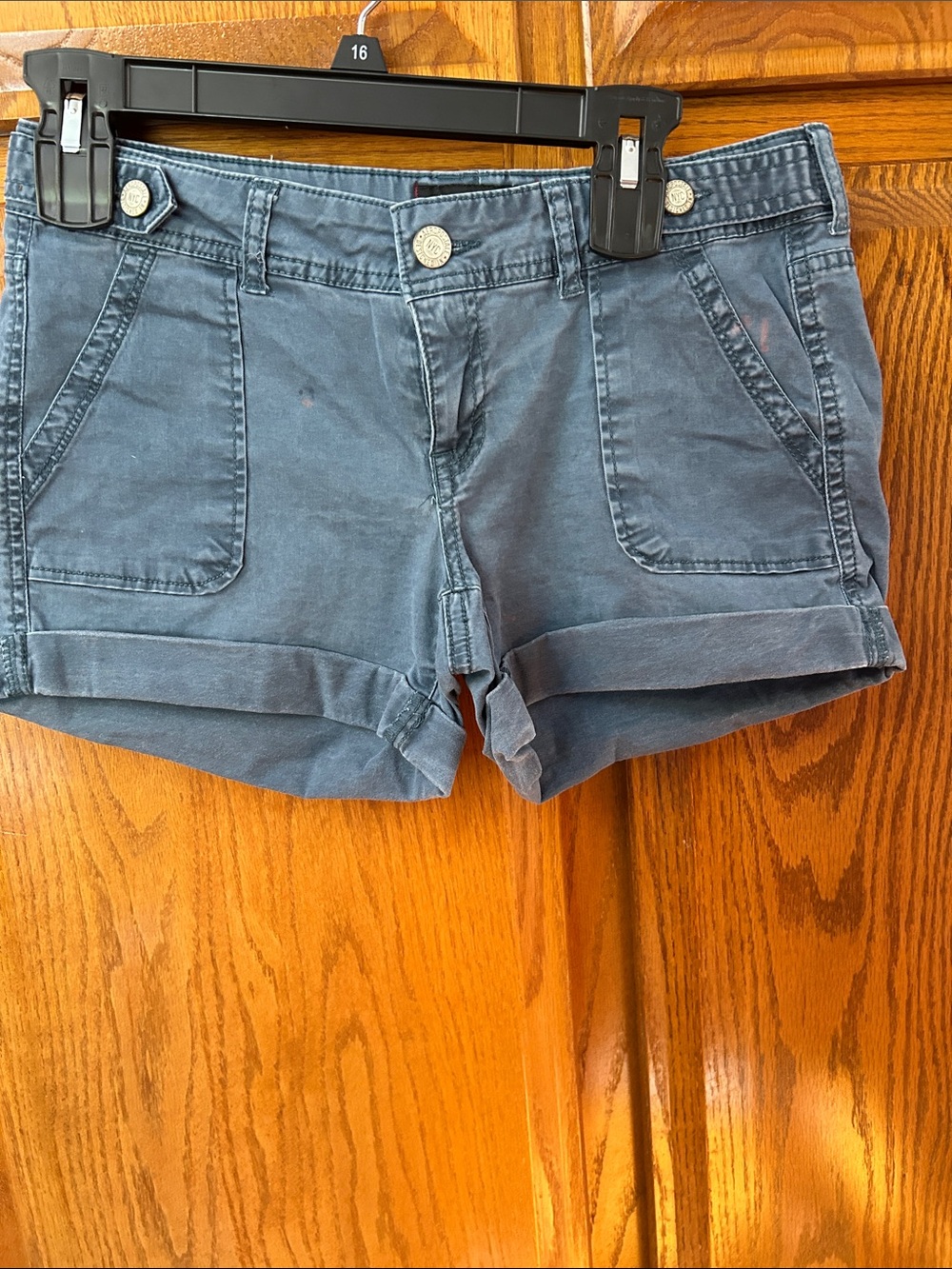Aeropostale Women's Slate Blue Cuffed Jean Shorts
